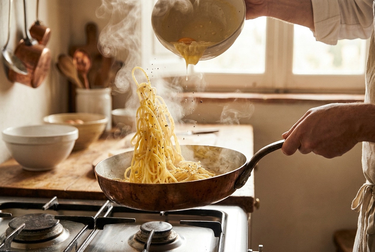 Paso a paso: Carbonara auténtica: sin crema, sin ajo y sin miedo a que se cuaje