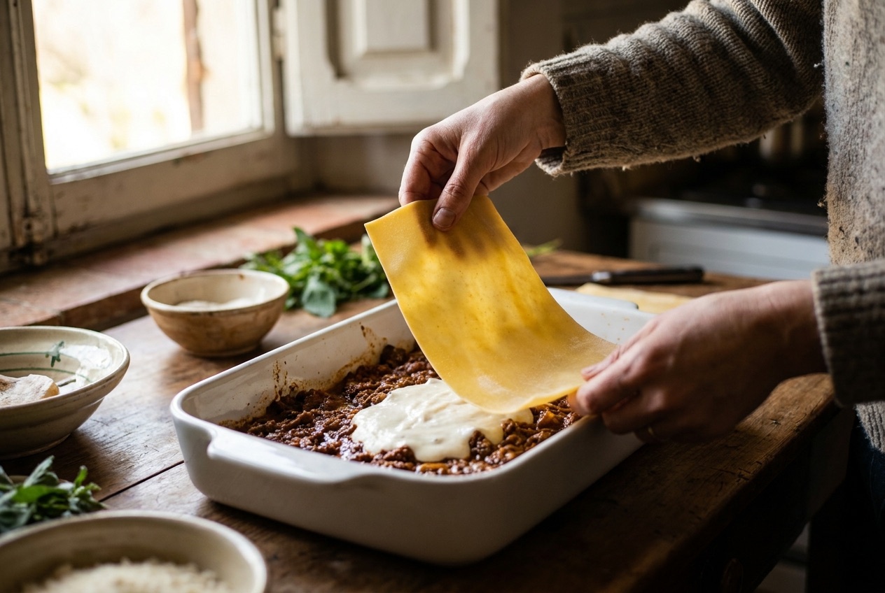 Paso a paso: Lasagna al horno de verdad: ragù lento, bechamel sedosa y capas que no se derrumban
